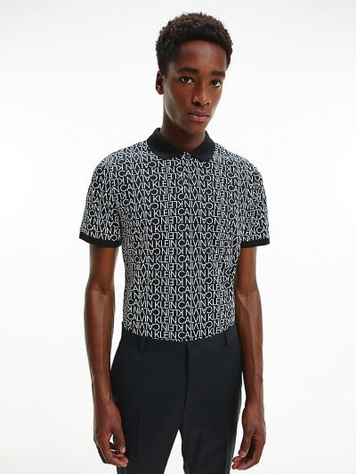 Calvin Klein Ruhák HU468197 | Calvin Klein All-Over Logo Férfi Pólóing Fekete